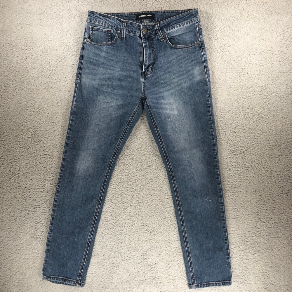 Jackson & Driggs Mens Slim Fit Stretch Denim Jeans Blue Medium Wash 32x30